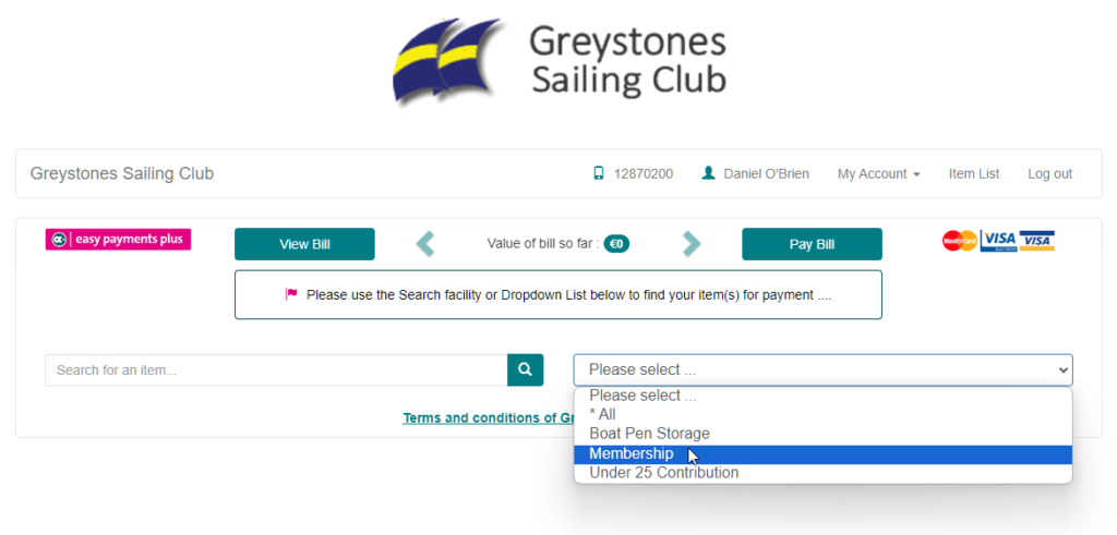 2024 Membership Now Open Greystones Sailing Club   2024 01 21 20 35 44 Myeasypay Payment Application 1024x491 